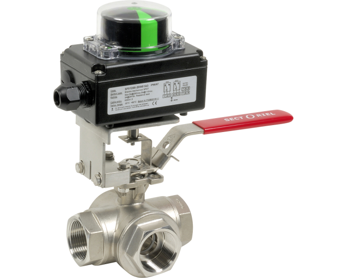 Stainless steel ball valve 780 - 781XS 3 way BSP + limit switch box